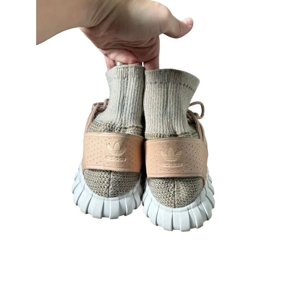 Adidas Tubular Doom Beige Pink Knit Ankle‎ Sock Sneakers 11.5